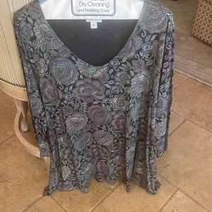 Purple,pink,black,yellow,blue 3/4 sleeve tunic